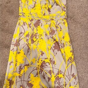 The Limited Yellow and Brown Floral Dress